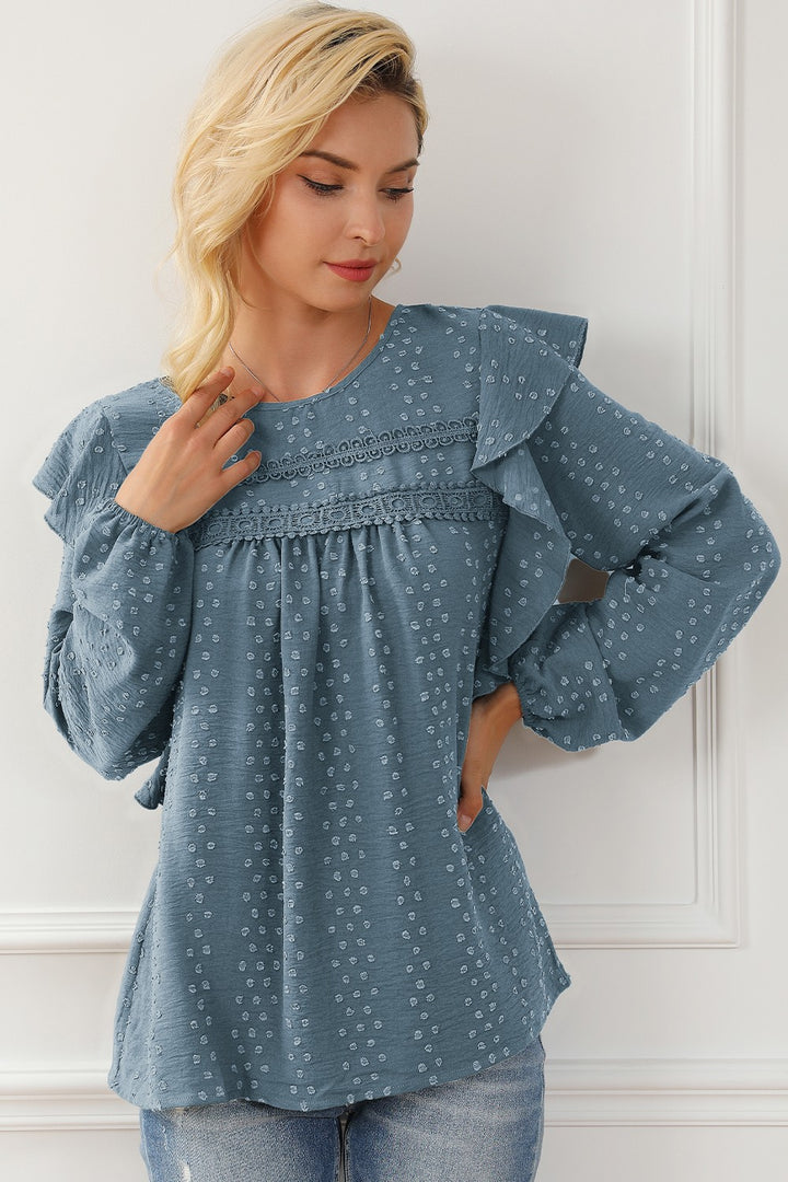 Round Neck Ruffled Blouse | Trendsi