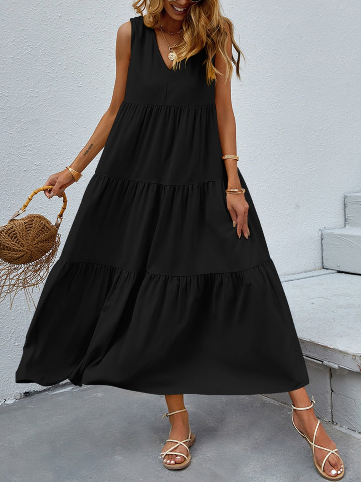 Tiered V-Neck Sleeve Dress | Trendsi