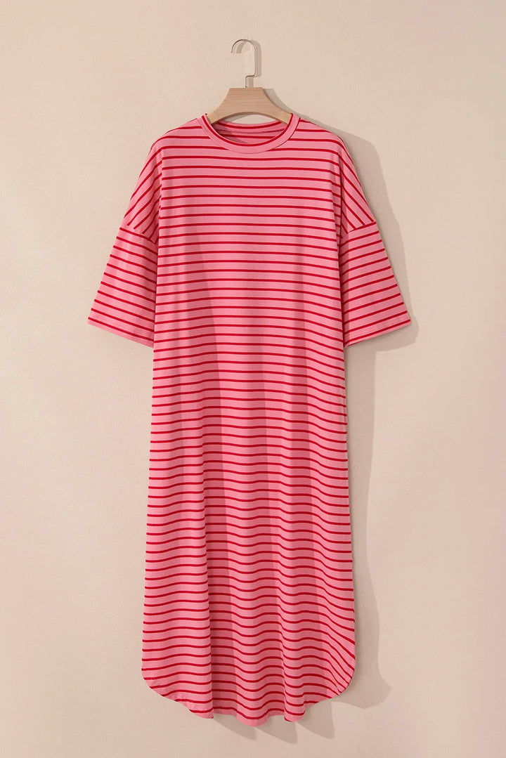 Pocketed Striped Half Sleeve Tee Dress | Trendsi