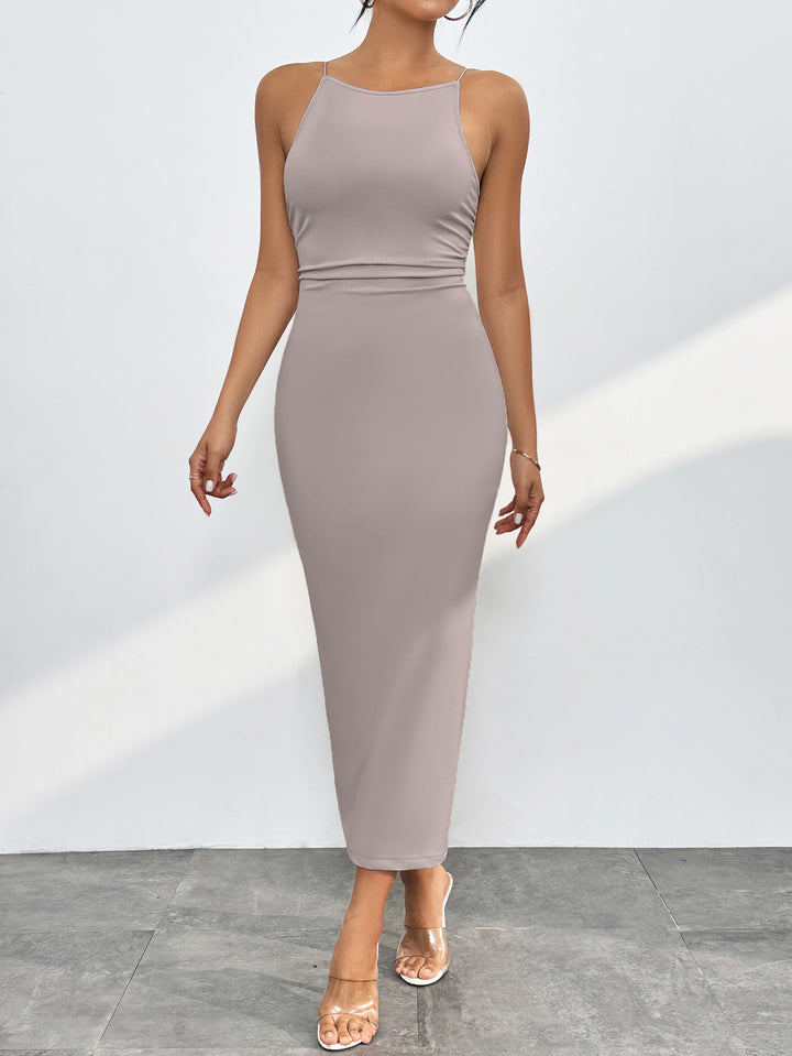 Round Neck Wrap Midi Cami Dress | Trendsi