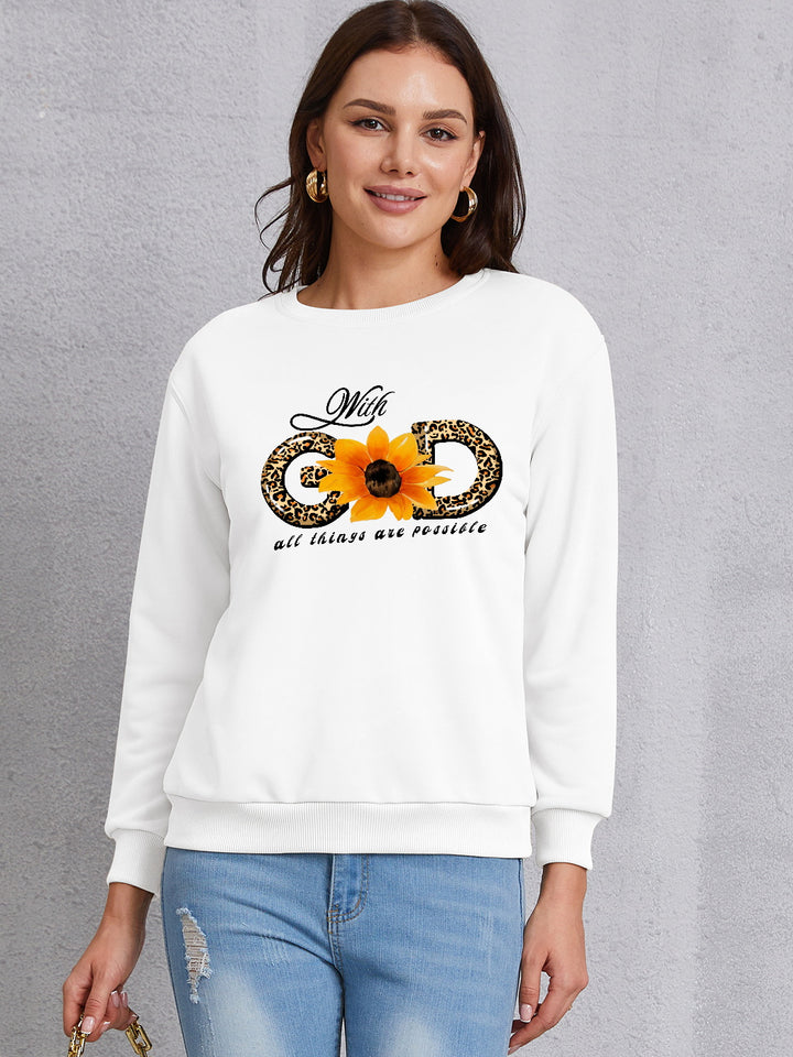 Sunflower Round Neck Dropped Shoulder Sweatshirt | Trendsi