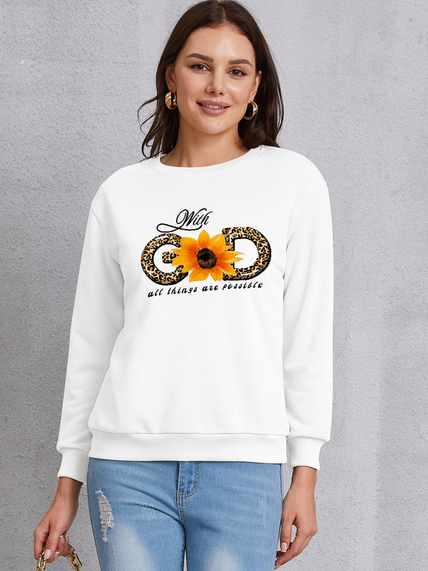 Sunflower Round Neck Dropped Shoulder Sweatshirt | Trendsi