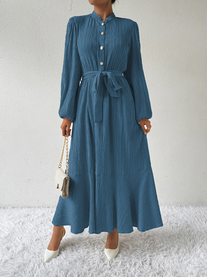 Tie Waist Long Sleeve Dress | Trendsi