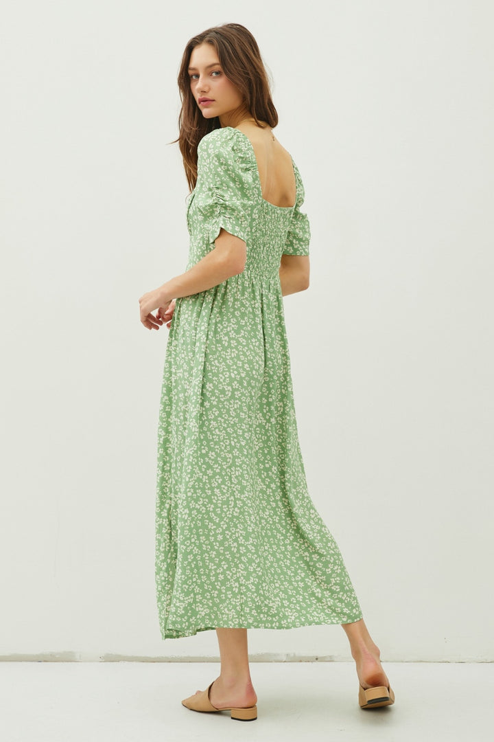 Be Cool Floral Smocked Back Slit Dress | Trendsi