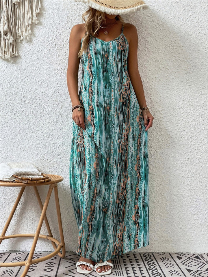 Full Size Printed Scoop Neck Maxi Cami Dress | Trendsi