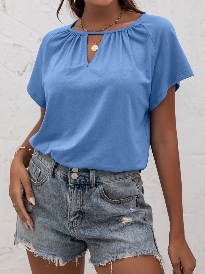 Ivy Lane Cutout Round Neck T-Shirt | Trendsi