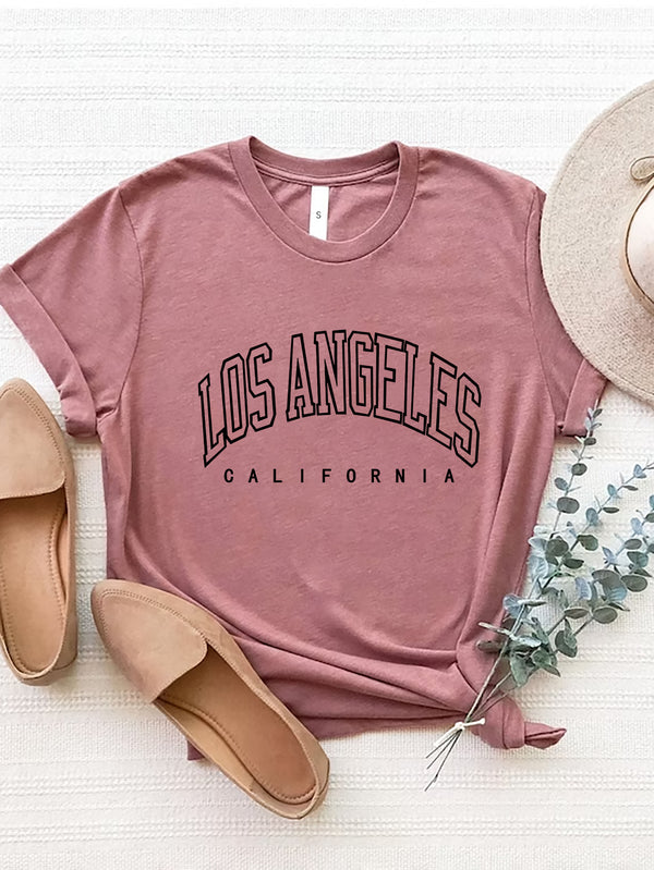 LOS ANGELES CALIFORNIA Round Neck T-Shirt | Trendsi