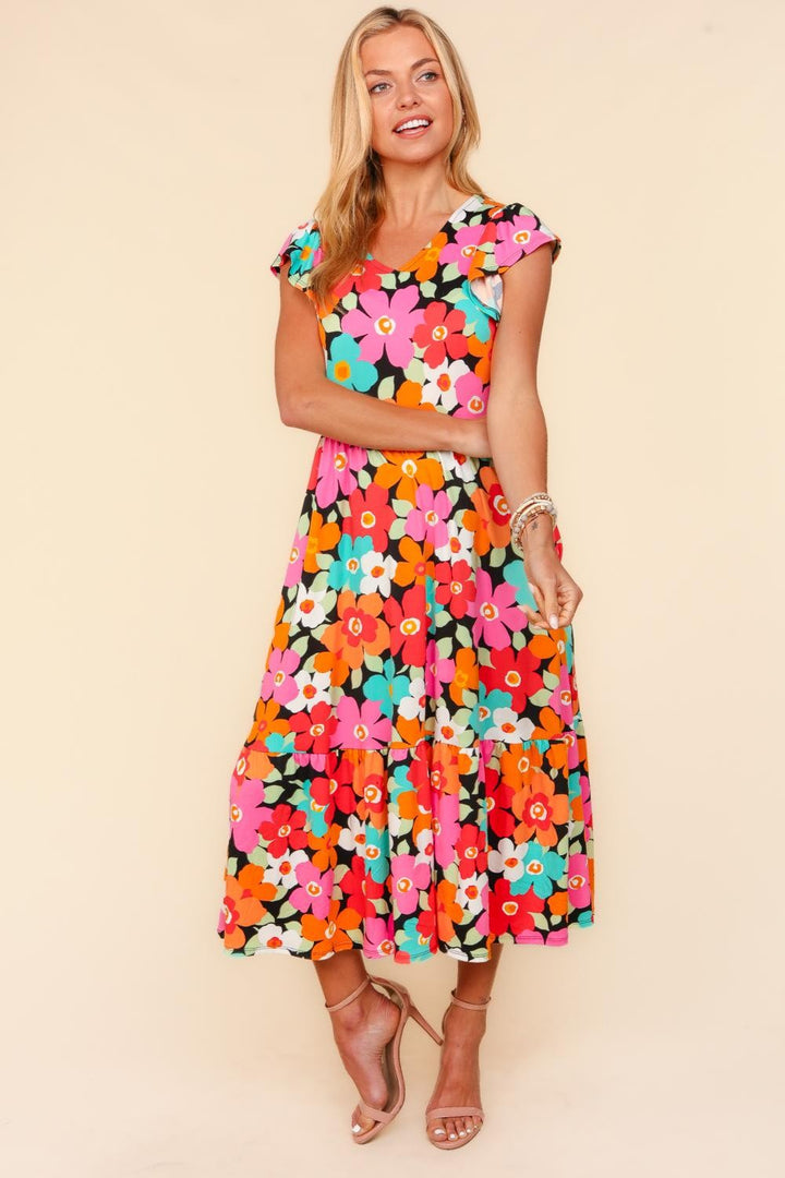 Haptics Floral Midi Dress with Side Pockets | Trendsi