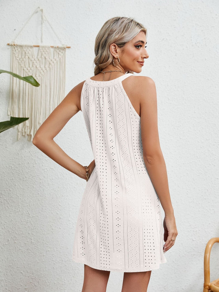 Eyelet Grecian Neck Mini Dress | Trendsi