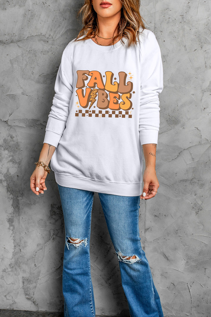 Letter Graphic Round Neck Long Sleeve Sweatshirt | Trendsi