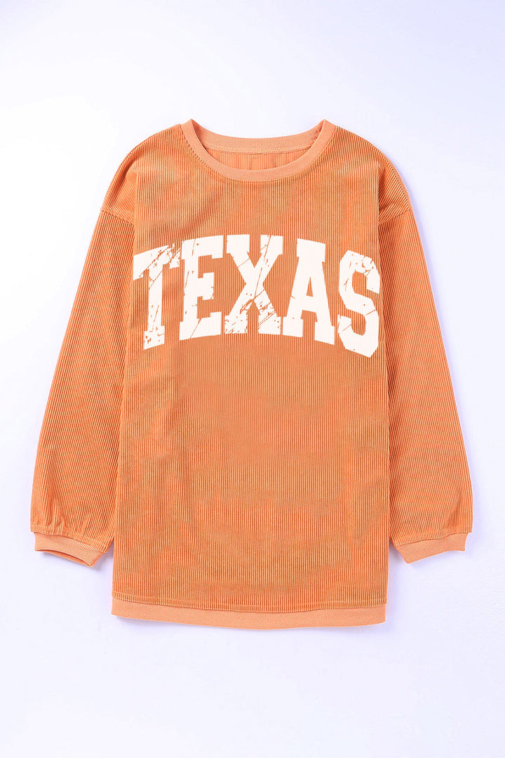 TEXAS Round Neck Long Sleeve Sweatshirt | Trendsi