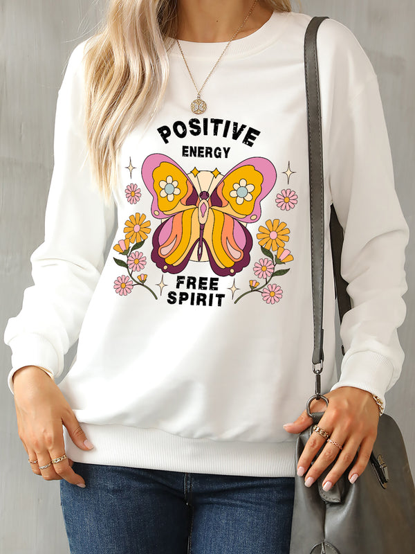 Butterfly Graphic Dropped Shoulder Sweatshirt | Trendsi