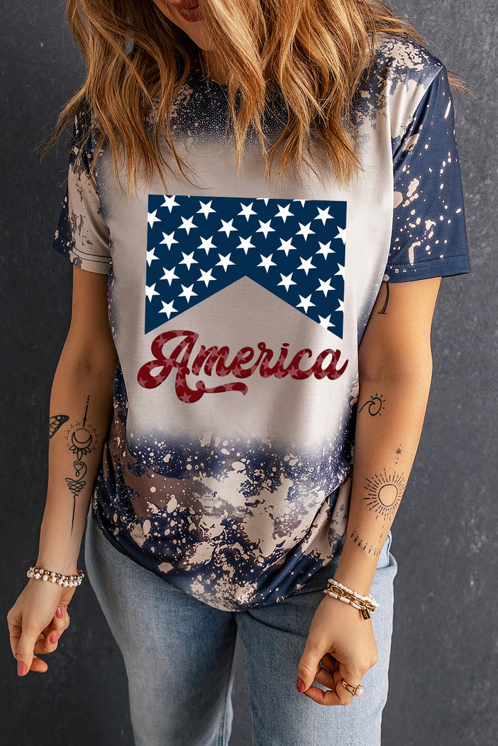 AMERICA Round Neck Short Sleeve T-Shirt | Trendsi