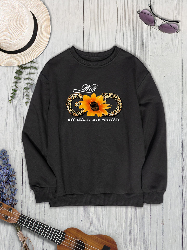 Sunflower Round Neck Dropped Shoulder Sweatshirt | Trendsi