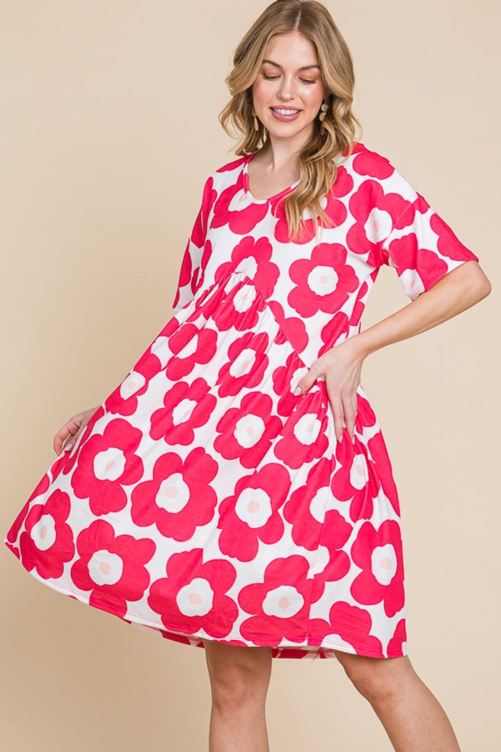 BOMBOM Flower Print Ruched Dress | Trendsi