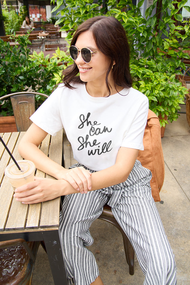 Simply Love Full Size SHE CAN SHE WILL Short Sleeve T-Shirt | Trendsi