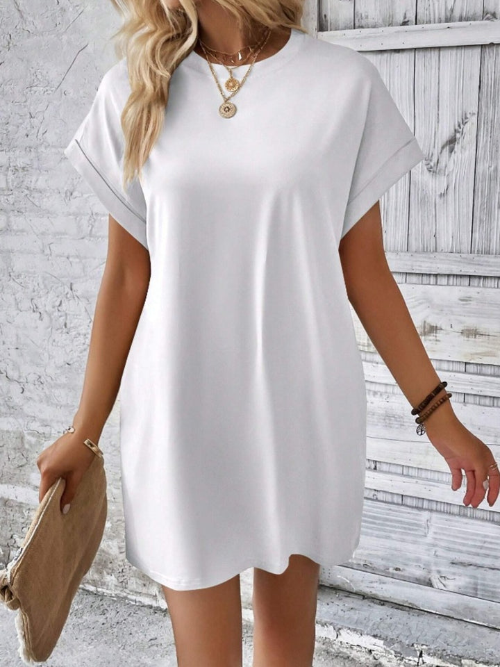 Pocketed Round Neck Short Sleeve Dress | Trendsi