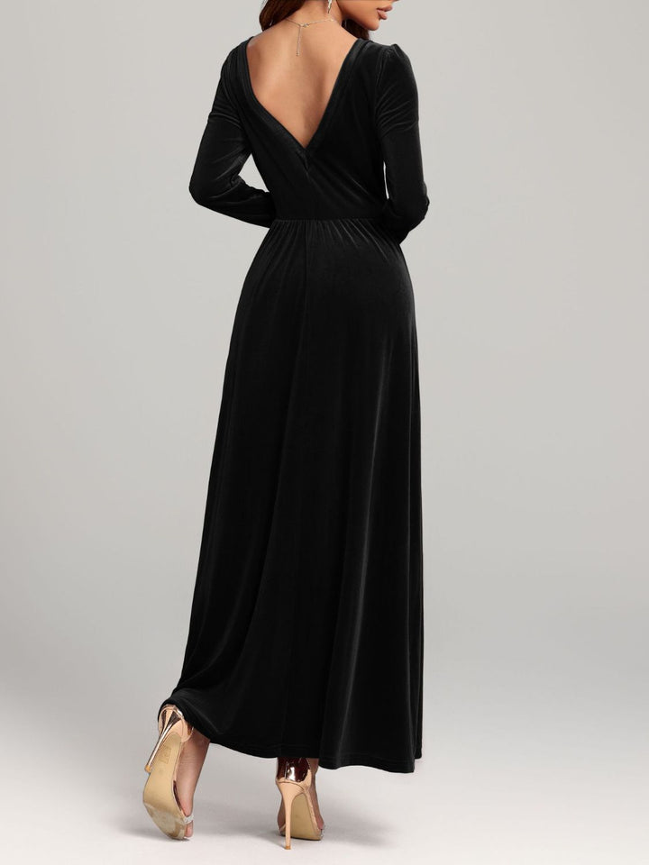 Velvet Square Neck Long Sleeve Dress | Trendsi