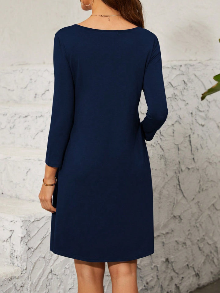 Quarter Zip Long Sleeve Dress | Trendsi