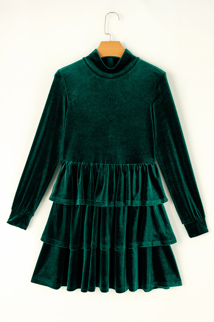 Ruffled Layered Long Sleeve Mini Dress | Trendsi