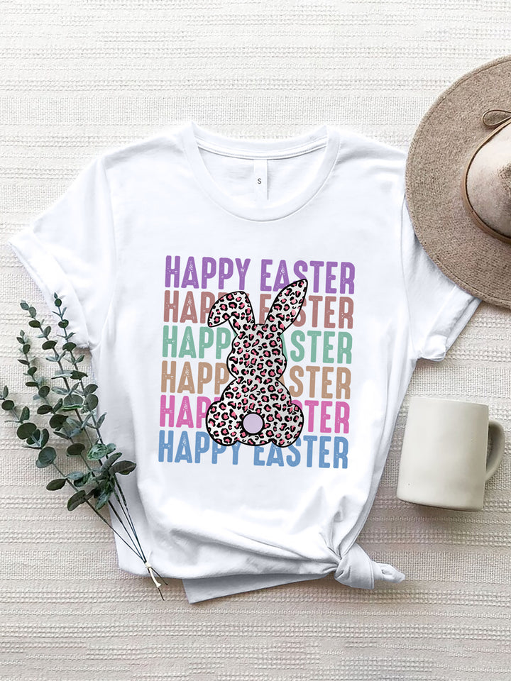 HAPPY EASTER Round Neck Short Sleeve T-Shirt | Trendsi