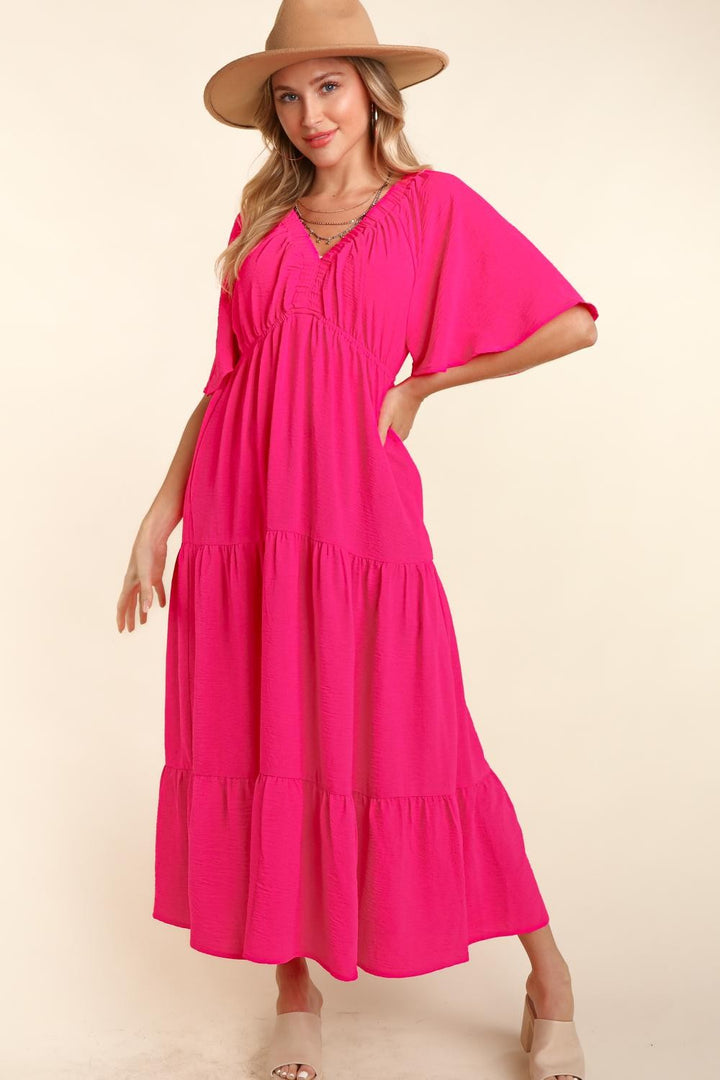 Haptics Tiered Babydoll Maxi Dress with Side Pocket | Trendsi