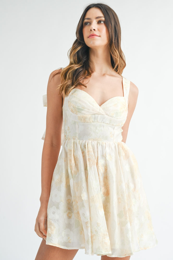 MABLE Textured Floral Corset Mini Dress | Trendsi