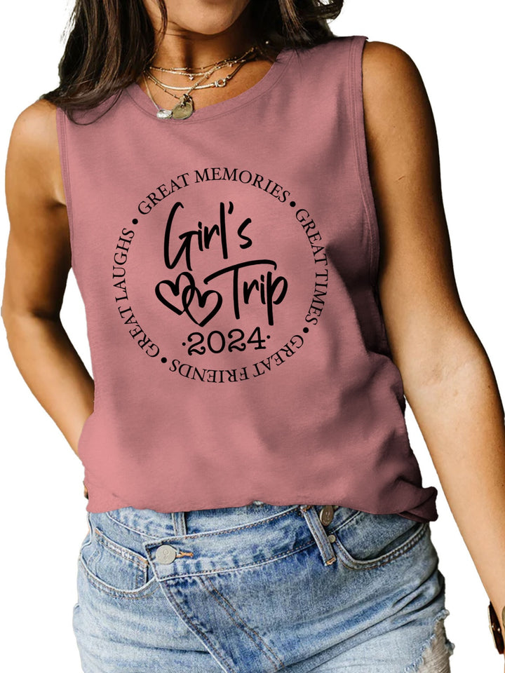 Letter Graphic Round Neck Tank | Trendsi