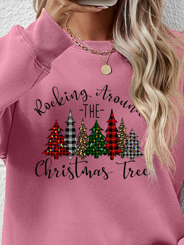 Christmas Tree Graphic Round Neck Sweatshirt | Trendsi