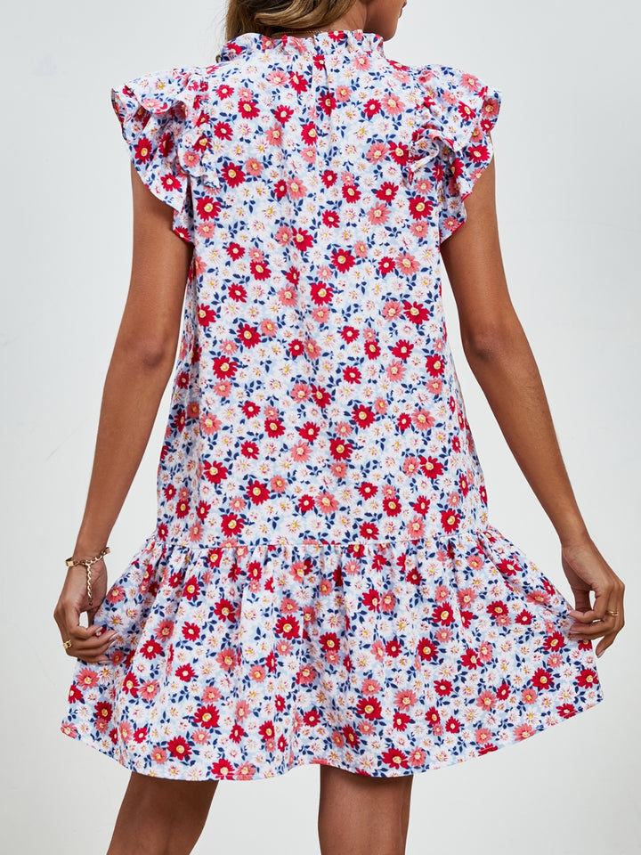 Tied Floral Cap Sleeve Mini Dress | Trendsi