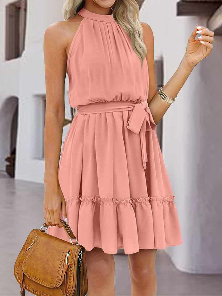 Frill Tied Mock Neck Sleeveless Dress | Trendsi