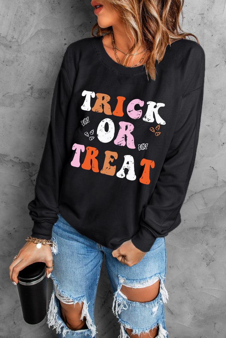 Letter Graphic Round Neck Long Sleeve Sweatshirt | Trendsi