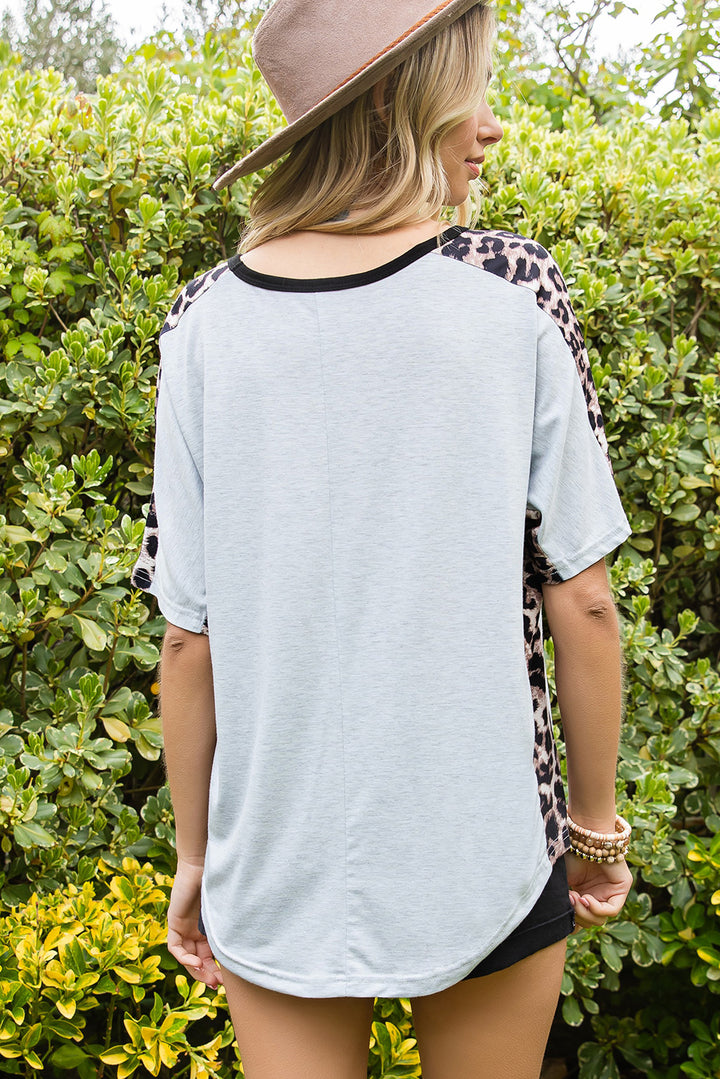 Leopard Bow Round Neck Half Sleeve T-Shirt | Trendsi