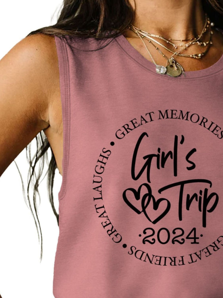 Letter Graphic Round Neck Tank | Trendsi