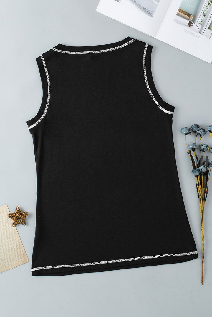 Graphic Round Neck Tank | Trendsi