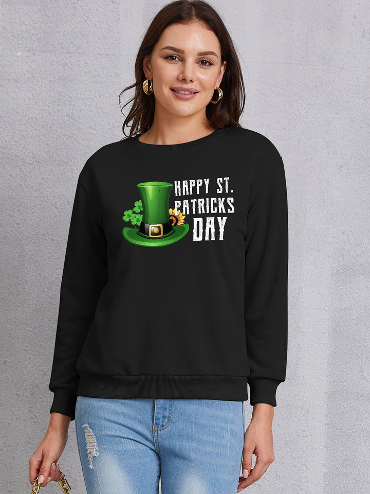 HAPPY ST. PATRICKS DAY Dropped Shoulder Sweatshirt | Trendsi