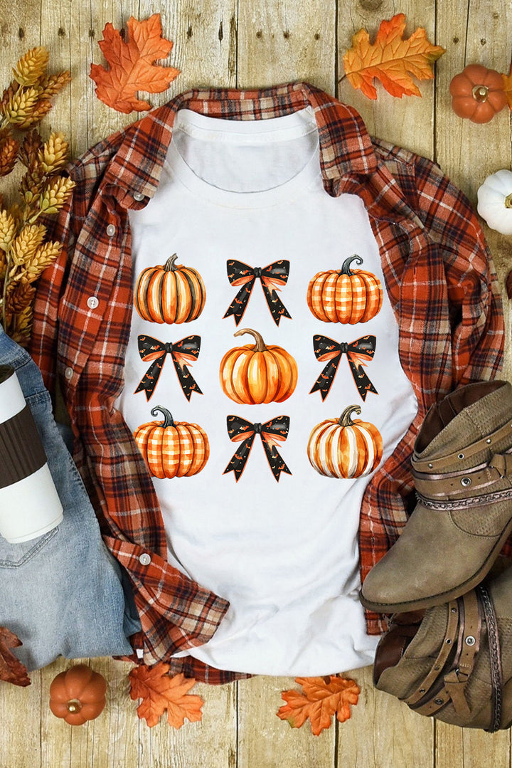 Pumpkin Round Neck Short Sleeve T-Shirt | Trendsi