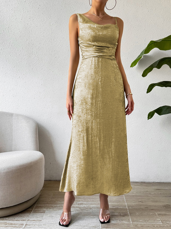 Asymmetric Neck Sleeveless Midi Dress | Trendsi