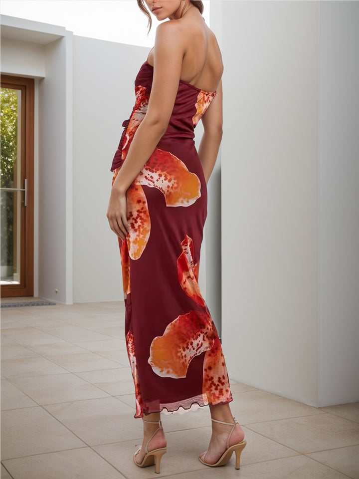 Printed Tube Sleeveless Maxi Dress | Trendsi