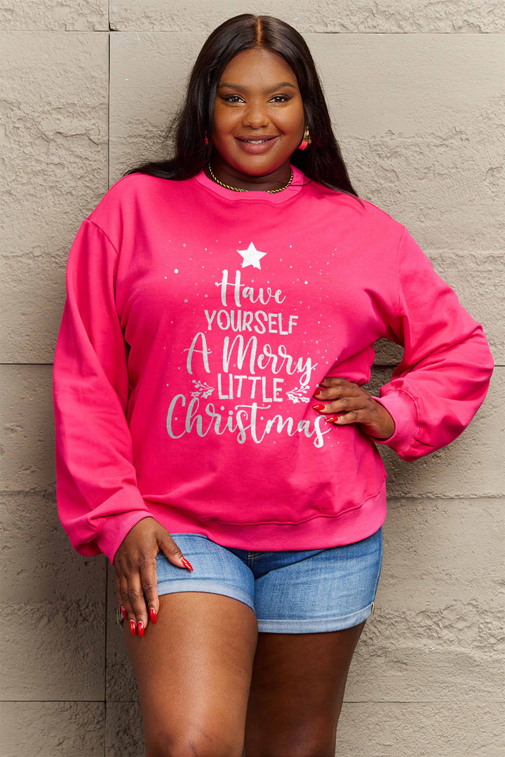 Simply Love Full Size HAVE YOURSELF A MERRY LITTLE CHRISTMAS Round Neck Sweatshirt | Trendsi