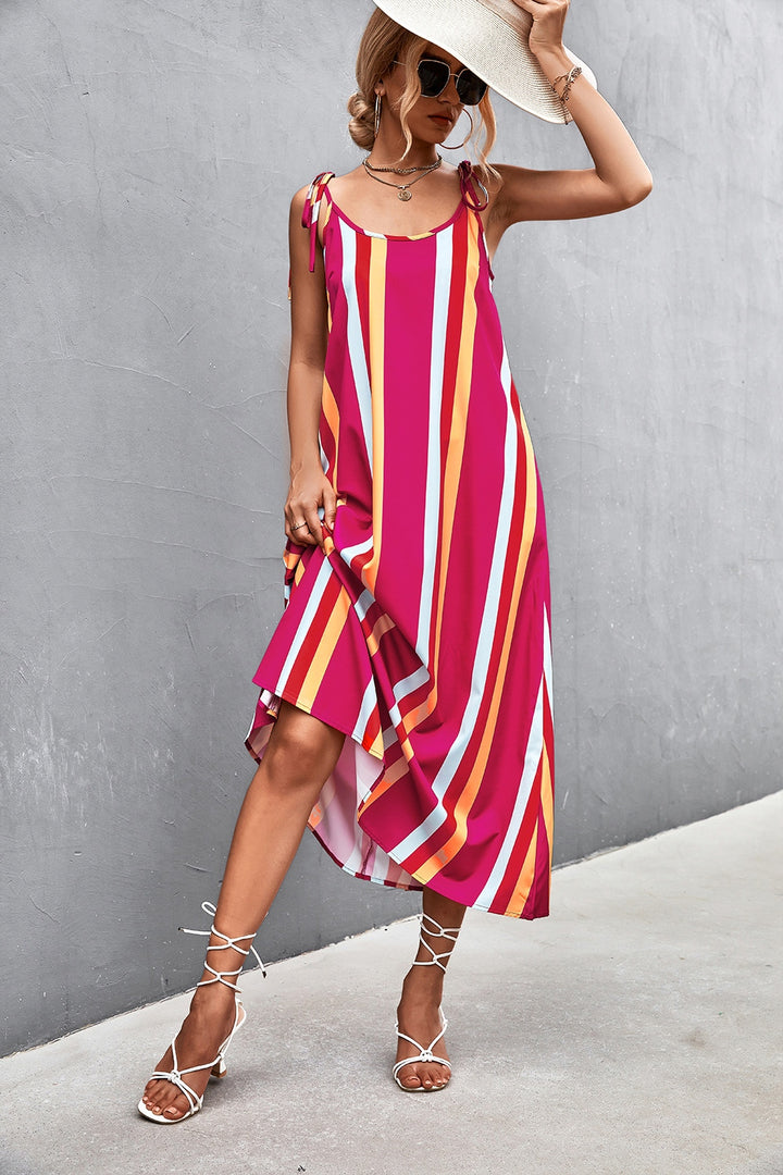 Striped Scoop Neck Cami Dress | Trendsi