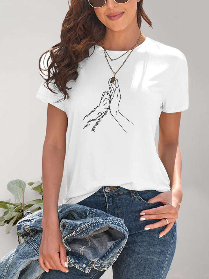 Graphic Round Neck Short Sleeve T-Shirt | Trendsi