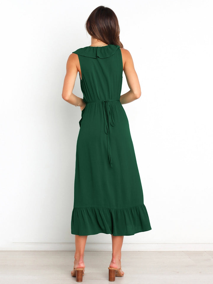 Ruffled Surplice Sleeveless Midi Dress | Trendsi