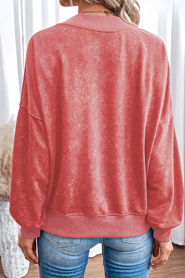 Heart Round Neck Dropped Shoulder Sweatshirt | Trendsi