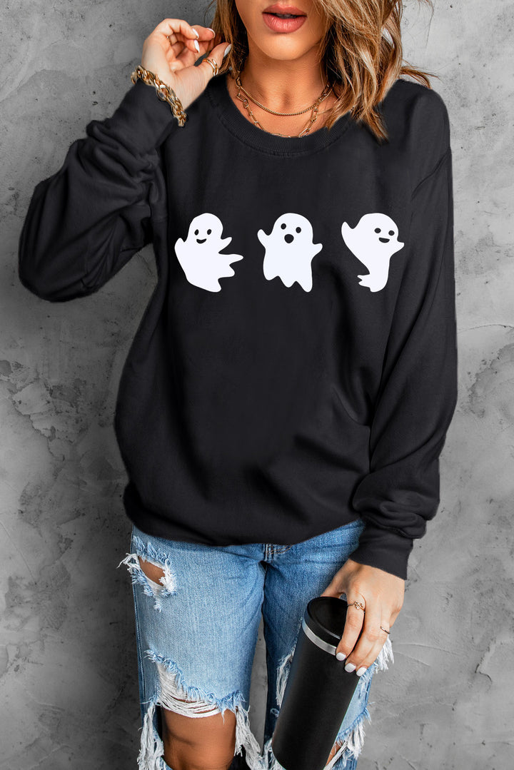 Ghost Round Neck Long Sleeve Sweatshirt | Trendsi