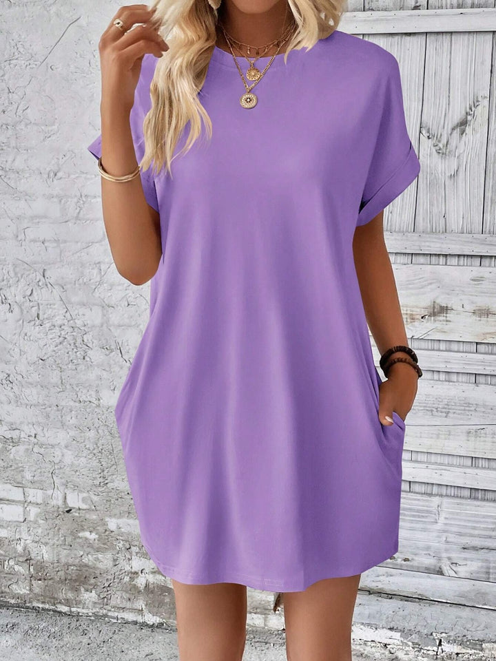 Round Neck Short Sleeve Mini Dress | Trendsi