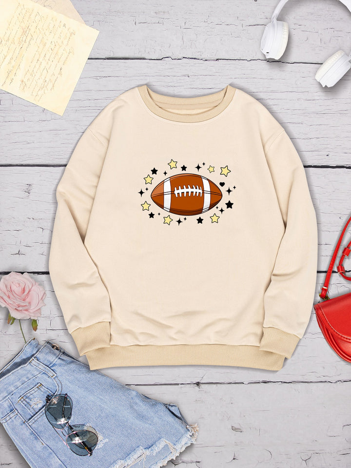 Football Graphic Round Neck Sweatshirt | Trendsi