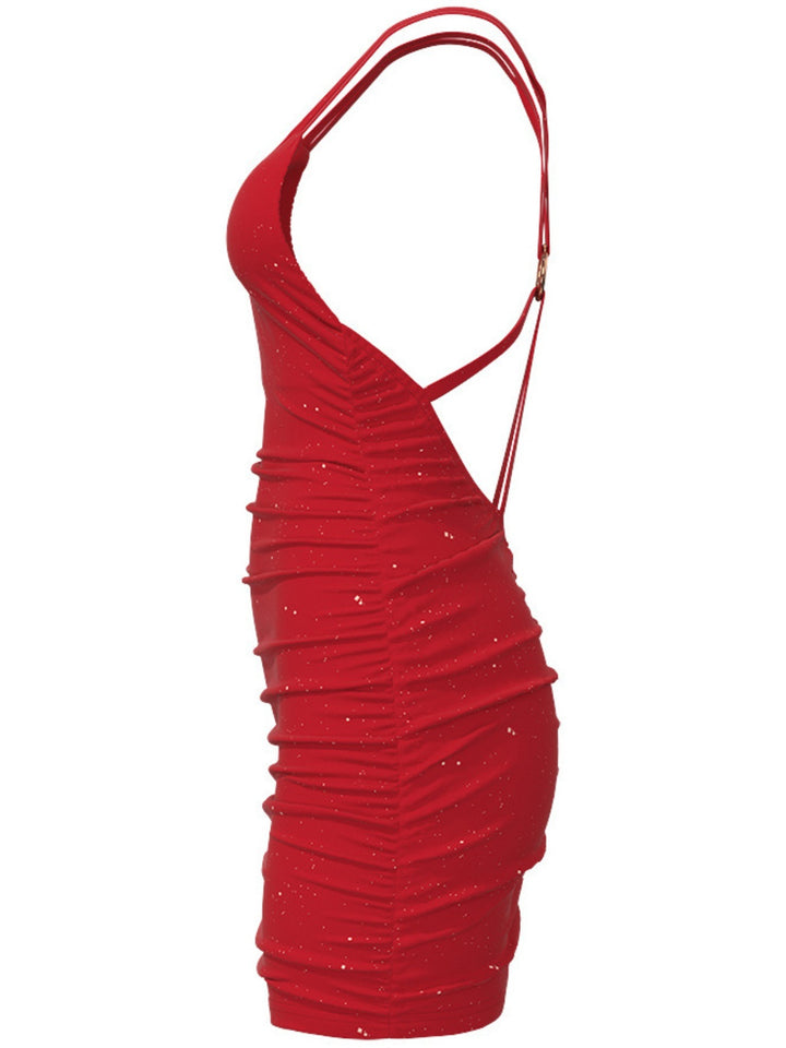 Glitter Double Spaghetti Straps Mini Dress | Trendsi