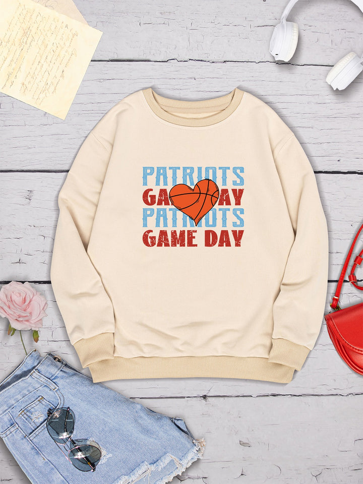 PATRIOTS GAME DAY Round Neck Dropped Shoulder Sweatshirt | Trendsi