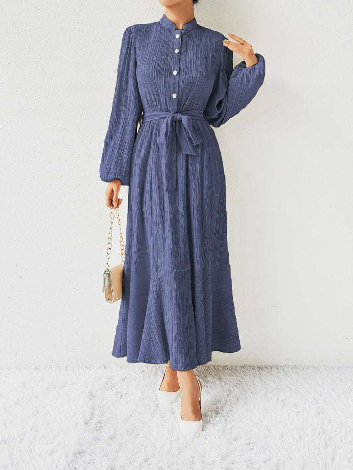 Tie Waist Long Sleeve Dress | Trendsi